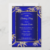 Foto van Royal Blue Gold Bamboo Birthday Party Kaart (Voorkant)