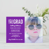 Foto van Royal Paars and White Graduation Party Kaart (Staand voorkant)
