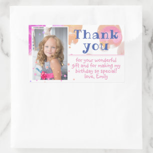 Foto van roze belletjes Girly Dag Dank je Rechthoekige Sticker