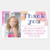 Foto van roze belletjes Girly Dag Dank je Rechthoekige Sticker (Voorkant)