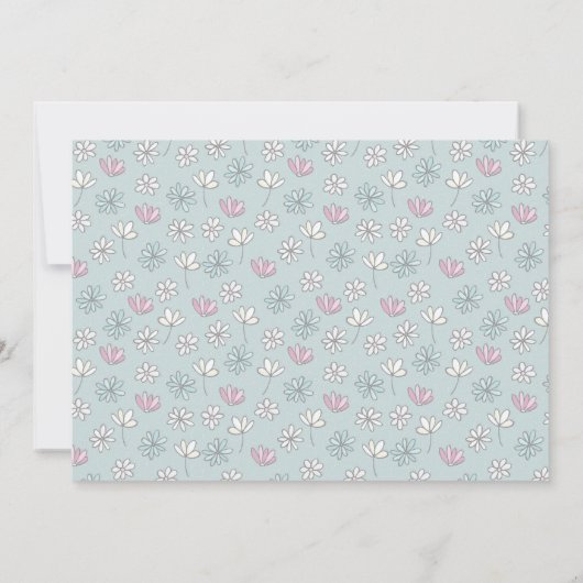 Foto van roze Blue White Floral Aankondiging (Achterkant)