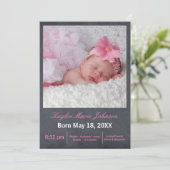 Foto van Roze Chalkboard - Aankondiging geboorte (Staand voorkant)