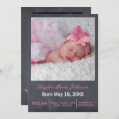 Foto van Roze Chalkboard - Aankondiging geboorte (Voorkant / Achterkant)