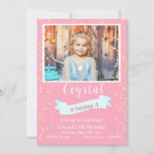 Foto van roze en gouden vierde verjaardag kaart (Voorkant)