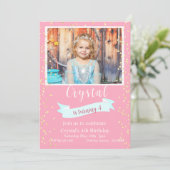 Foto van roze en gouden vierde verjaardag kaart (Staand voorkant)