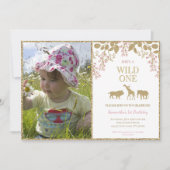 Foto van roze en gouden wild Een eerste geboorte-m Kaart (Voorkant)