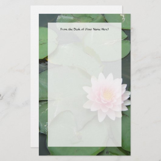  foto van roze en groene Lily Pad Briefpapier (Voorkant / Achterkant)