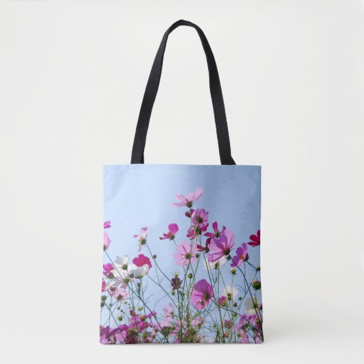 Foto van roze en Paarse bloem Tote Bag (Voorkant)