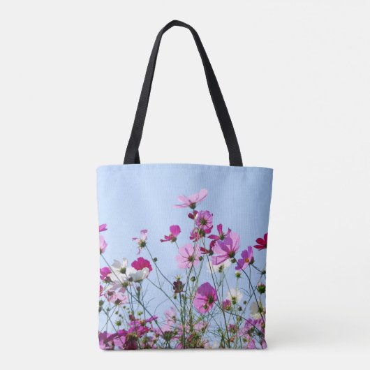 Foto van roze en Paarse bloem Tote Bag (Achterkant)