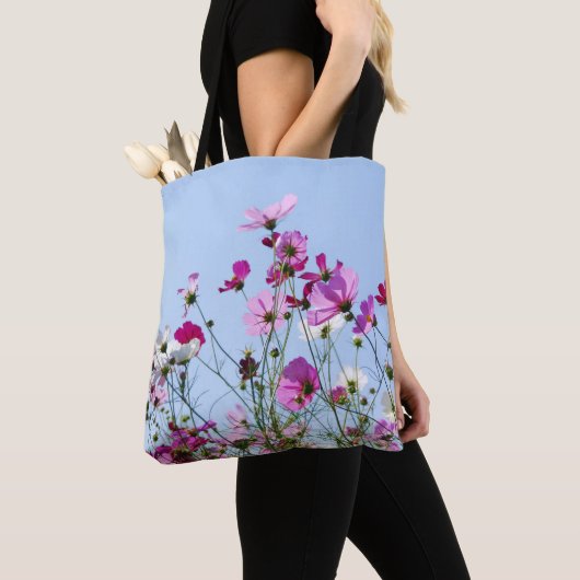 Foto van roze en Paarse bloem Tote Bag