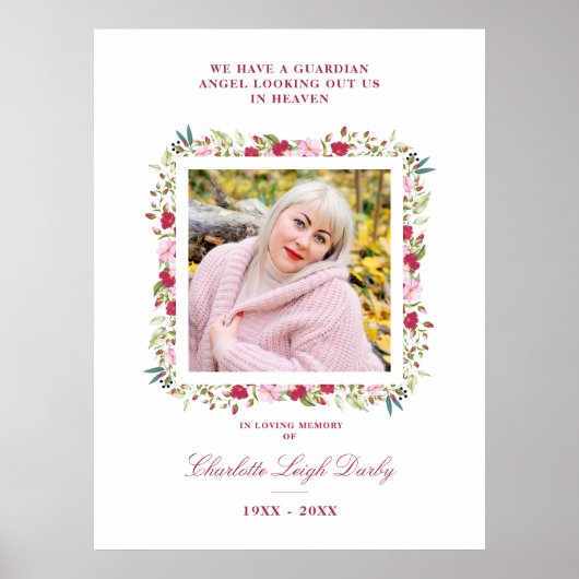 Foto van roze en rode handdoeken van Floral Garlan Poster (Voorkant)