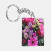 Foto van Roze en Violet Flower Bouquet Sleutelhanger (Voorkant Links)