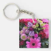 Foto van Roze en Violet Flower Bouquet Sleutelhanger (Voorkant)