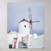 Foto van Roze en White Santorini Mill Poster (Voorkant)