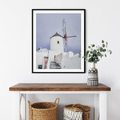 Foto van Roze en White Santorini Mill Poster