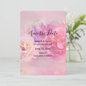 Foto van  roze en witte anjers save the date (Staand voorkant)