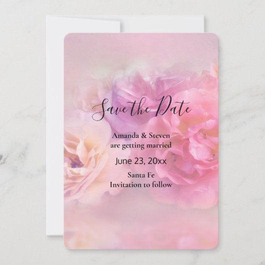 Foto van  roze en witte anjers save the date (Voorkant)