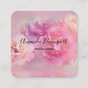 Foto van roze en witte anjers vierkante visitekaartje