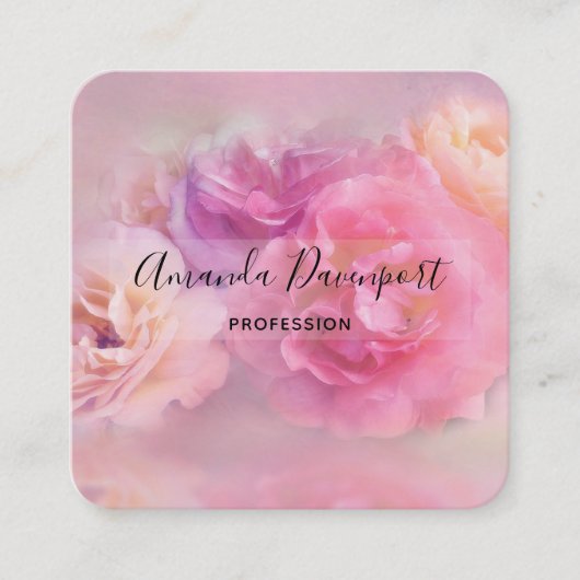 Foto van  roze en witte anjers vierkante visitekaartje (Voorkant)