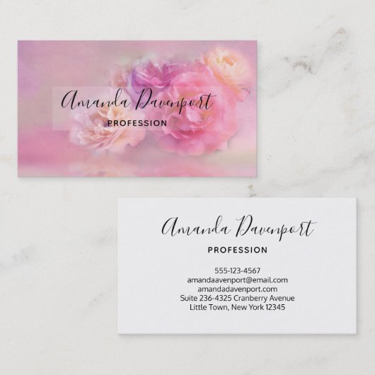 Foto van  roze en witte anjers visitekaartje (Voorkant / Achterkant)