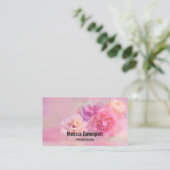 Foto van  roze en witte anjers visitekaartje (Staand voorkant)