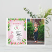 Foto van roze Flamingo Tropical Girl Kaart (Staand voorkant)