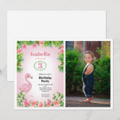 Foto van roze Flamingo Tropical Girl Kaart (Voorkant / Achterkant)