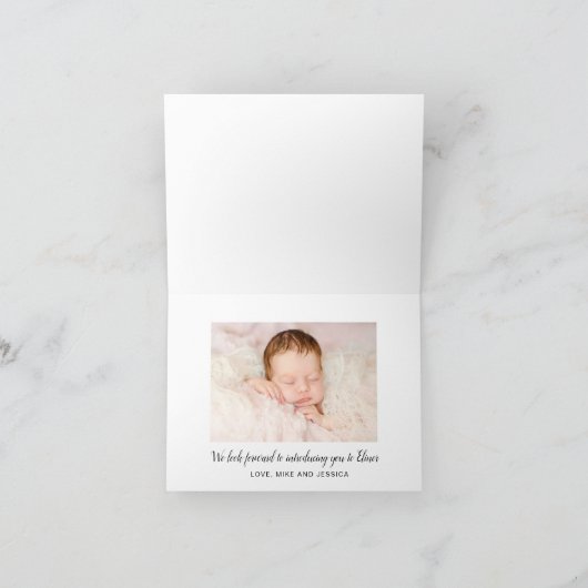 Foto van roze Floral Aankondiging van geboorte (Binnen)