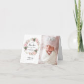 Foto van roze Floral Aankondiging van geboorte (Voorkant)