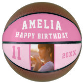 Foto van roze Happy Birthday Girl Basketbal (Voorkant)