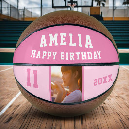 Foto van roze Happy Birthday Girl Basketbal
