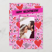 Foto van Roze Hearts Happy Valentine's Day (Voorkant / Achterkant)