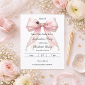 Foto van roze lint Afstudeerfeest Save the Date ka