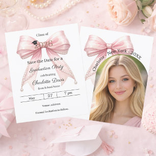 Foto van roze lint Afstudeerfeest Save the Date ka