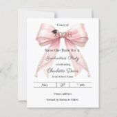 Foto van roze lint Afstudeerfeest Save the Date ka (Voorkant)