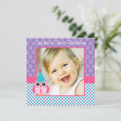 Foto van roze olieplek Multi Polka Dot 1st Birthda Kaart (Staand voorkant)