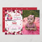 Foto van Roze Owl Sweeely Valentijns Kaart (Voorkant / Achterkant)