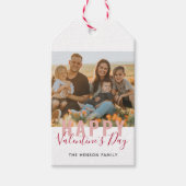 Foto van roze Red Valentijn Day Script Family Cadeaulabel (Voorkant)