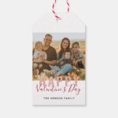 Foto van roze Red Valentijn Day Script Family Cadeaulabel (Achterkant)