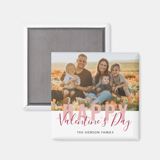 Foto van roze Red Valentijn Day Script Family Magneet (Voorkant / Achterkant)
