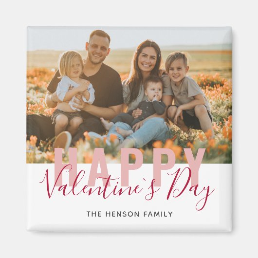 Foto van roze Red Valentijn Day Script Family Magneet (Voorkant)
