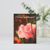 Foto van roze roos - Hongaarse verjaardag Briefkaart (Staand voorkant)