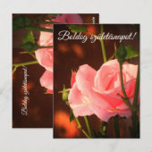 Foto van roze roos - Hongaarse verjaardag Briefkaart (Voorkant / Achterkant)