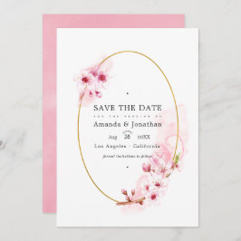 Foto van roze Spring Cherry Blossom Wedding Save The Date