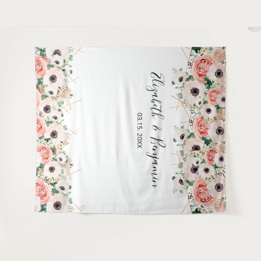 Foto van roze Waterverf Floral Weduwschap Achtergr Wandkleed (Voorkant (horizontaal))