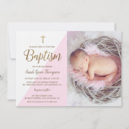Foto van roze White Gold Baptism baby girl Kaart