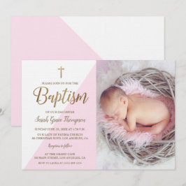 Foto van roze White Gold Baptism baby girl Kaart