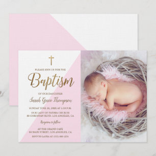 Foto van roze White Gold Baptism baby girl Kaart