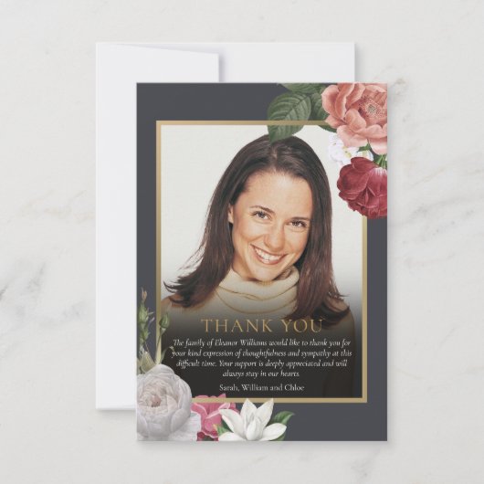 Foto van rozen Floral Celebration of Life Funeral Bedankkaart (Voorkant)