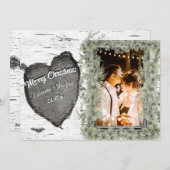 Foto van Rustic Bark Wood Heart Feestdagenkaart (Voorkant / Achterkant)